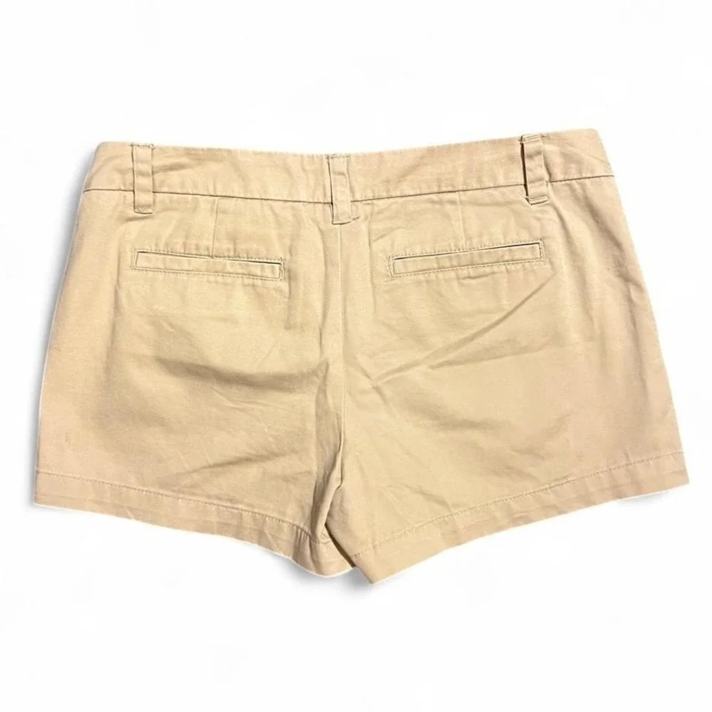 Y2K Tan Mini Shorts Low Rise Size 6 Pink Polka Dot Waist Preppy 2000s - Picture 5 of 6